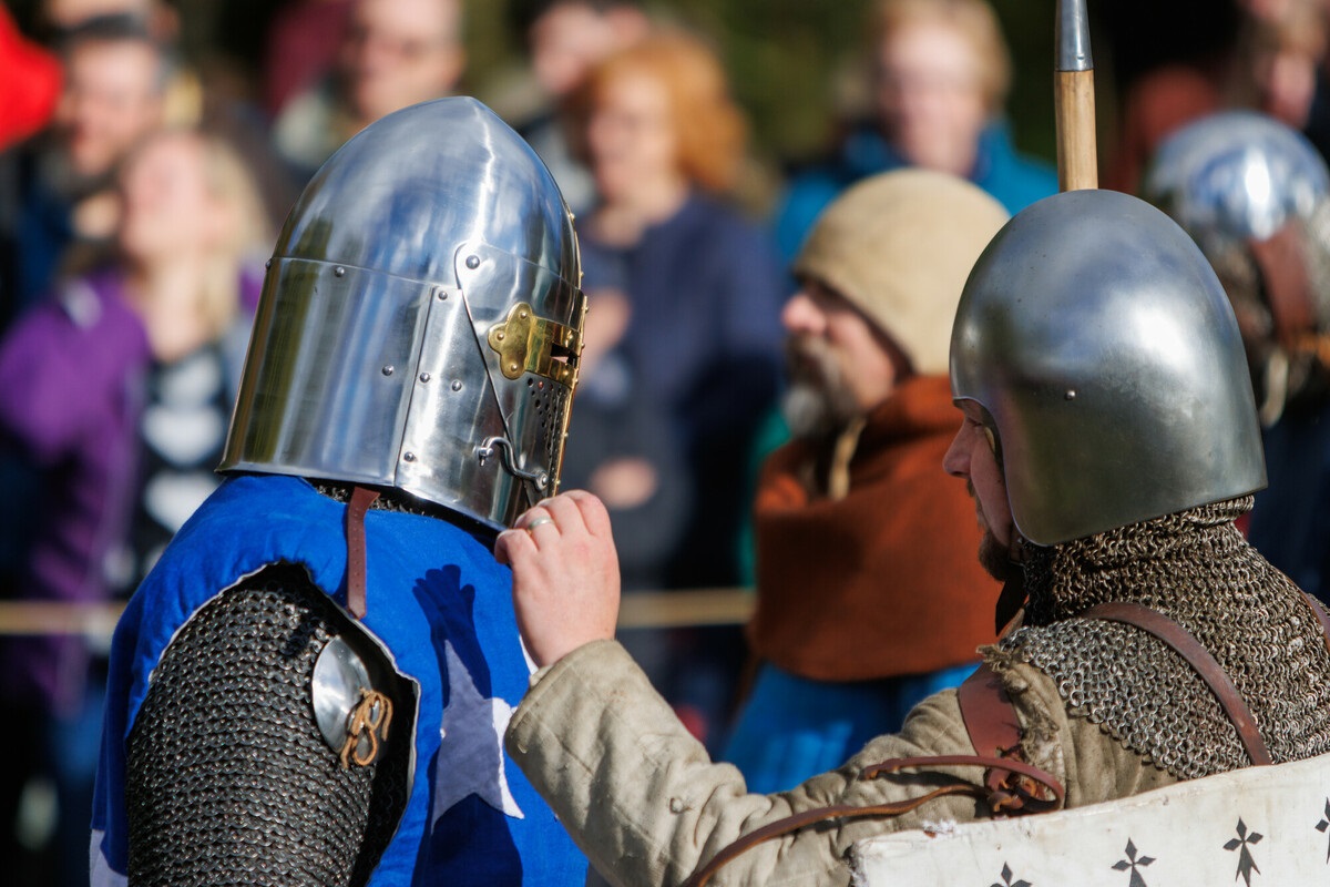 The Battle of Byland was commemorated in 2022. Here men in armour take part in a re-enactment. 